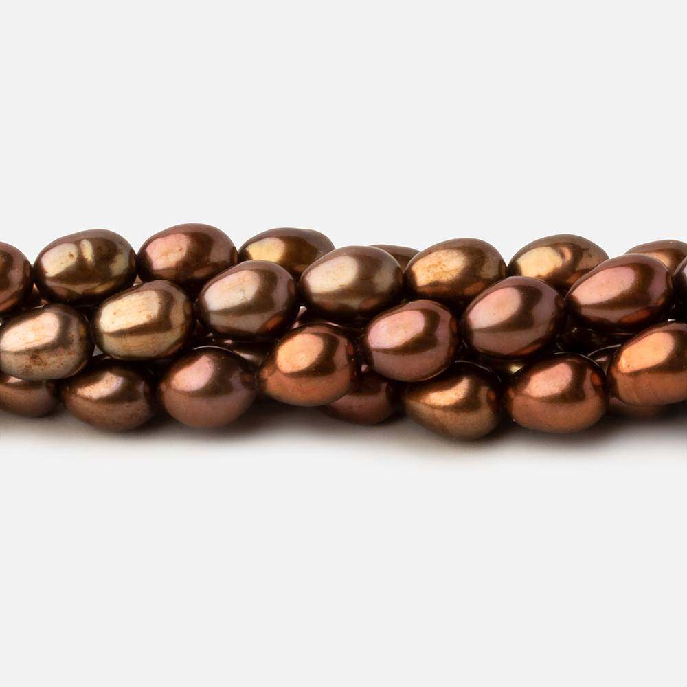 5x7mm Tri Color Brown straight drilled Oval freshwater pearls 15 inch 59 pieces A