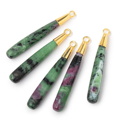 45x7mm Vermeil Capped Ruby in Zoisite Plain Tear Drop Pendant 1 piece