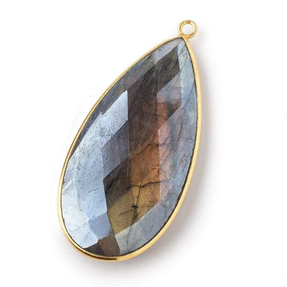 46.5x24mm Vermeil Bezeled Mystic Labradorite Faceted Pear Pendant 1 pc