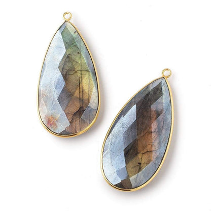 46.5x24mm Vermeil Bezeled Mystic Labradorite Faceted Pear Pendant 1 pc