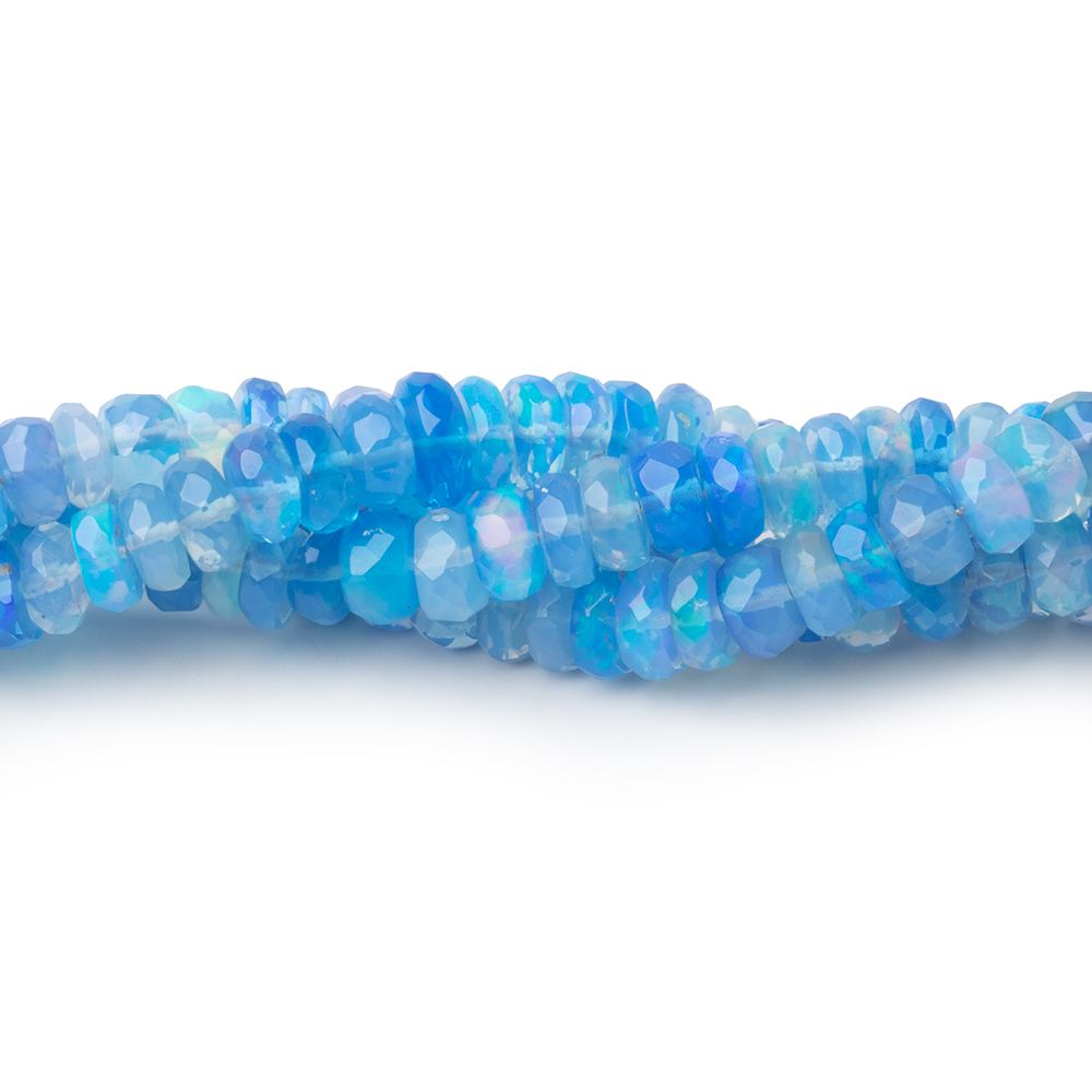 3.5-5.5mm Periwinkle Blue Ethiopian Opal Faceted Rondelles 16 inch 175 Beads AA