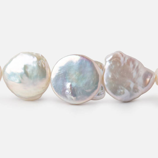 16mm Off White Coin Freshwater Pearls 14.5 inch 21 pieces