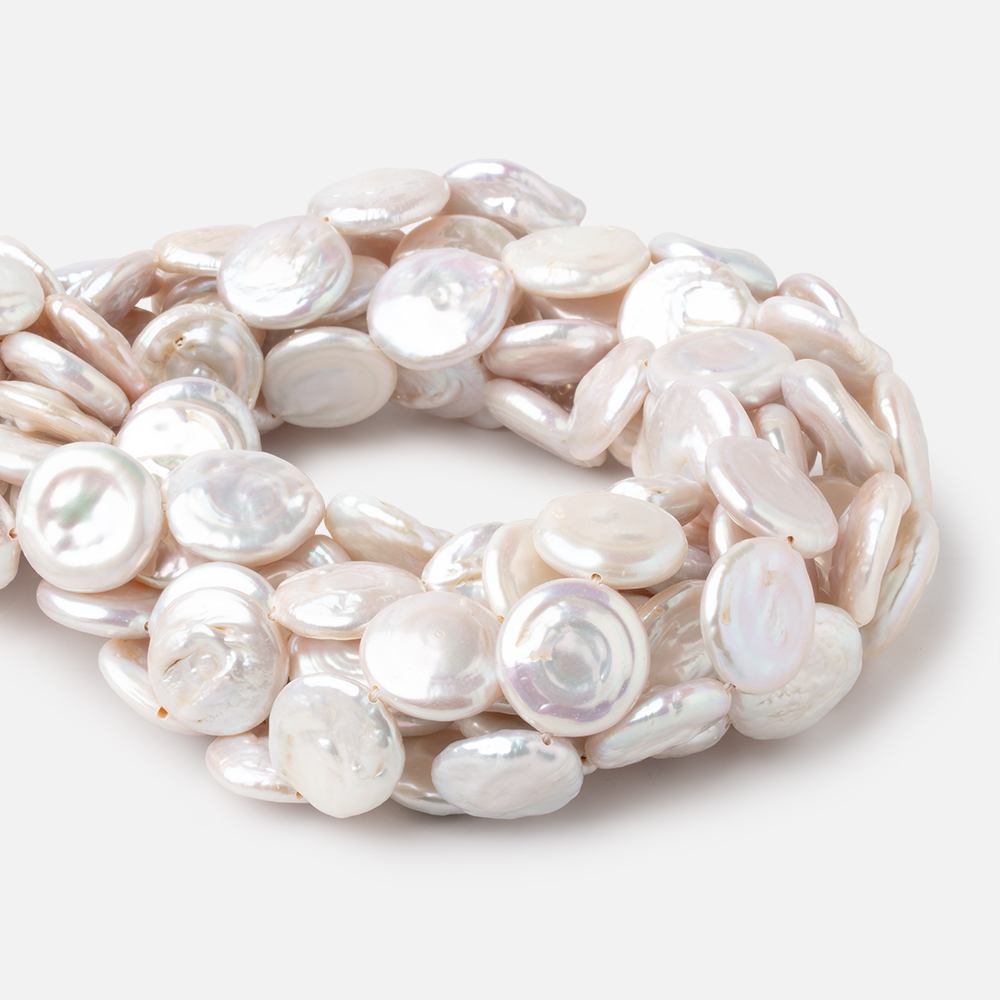 16-18mm Rosé White Coin Freshwater Pearls 15.5 inch 23 Beads