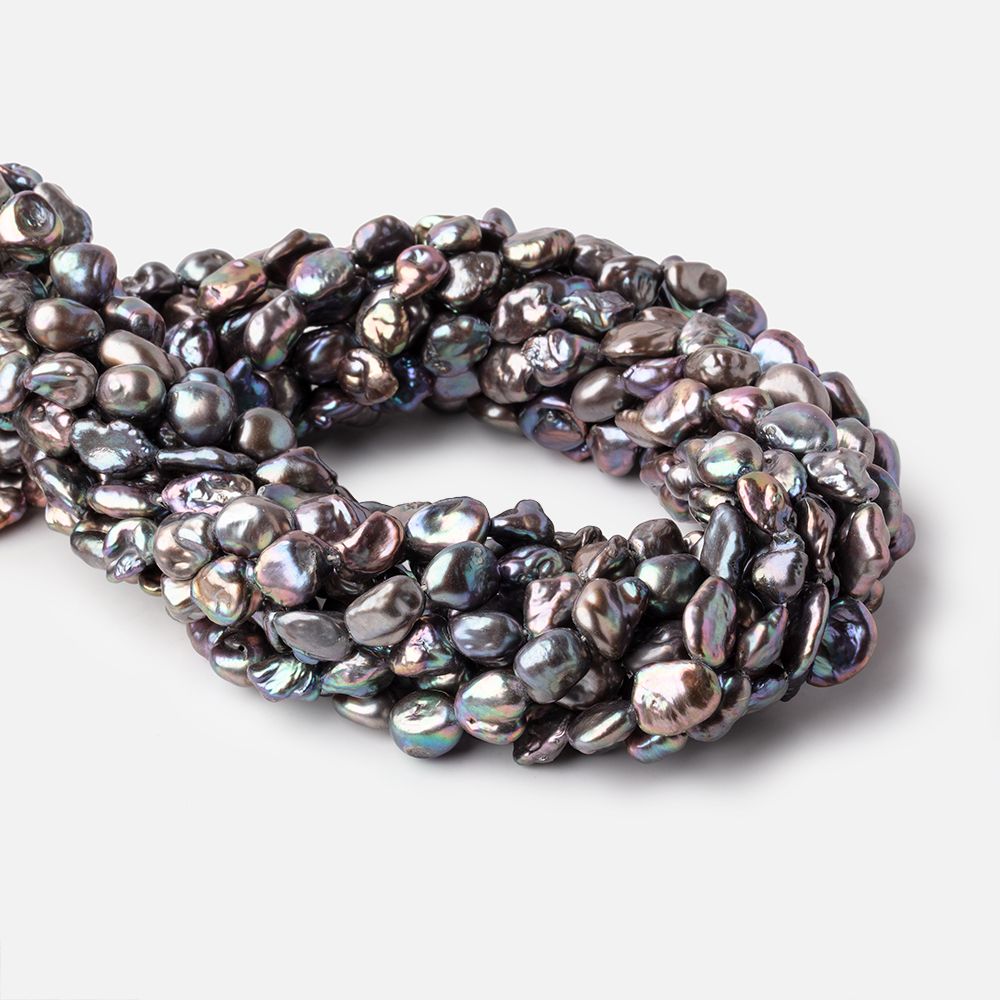 7x7-12x8mm Peacock Keshi Straight Drilled Freshwater Pearls 16 inch 39 pieces