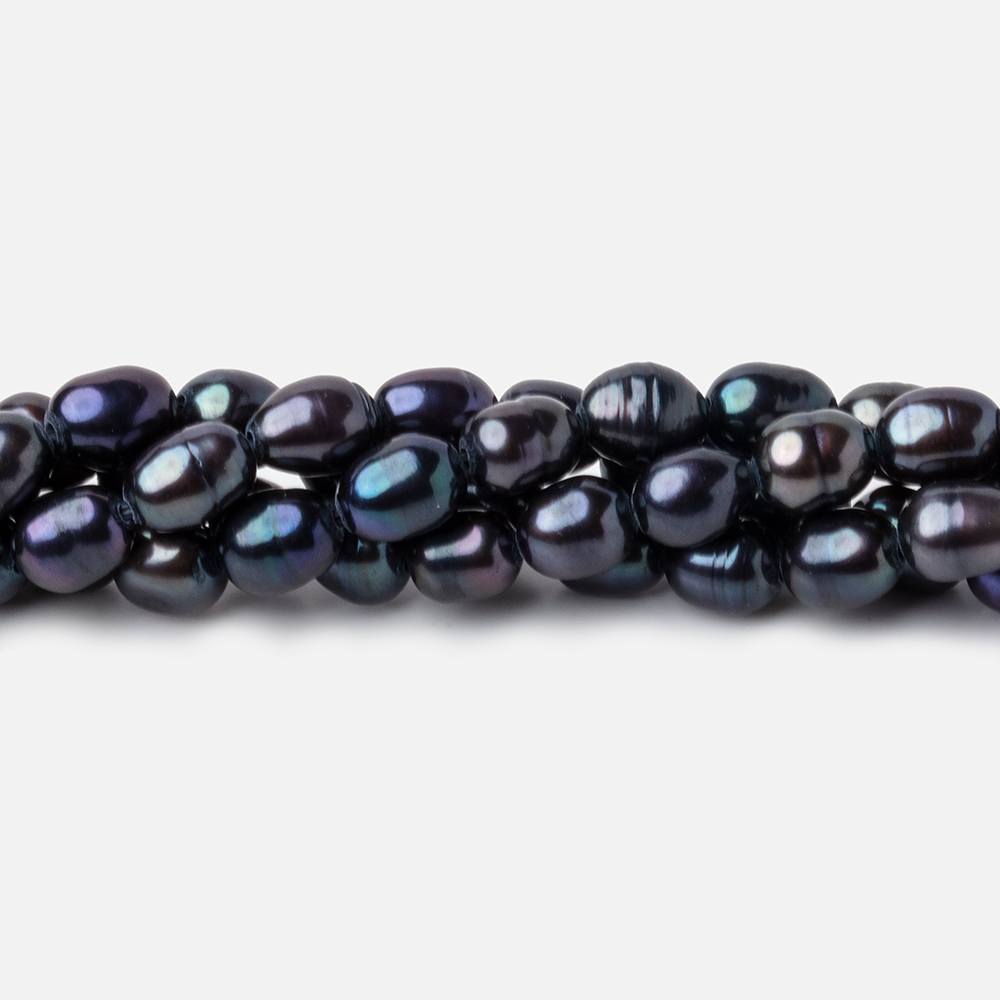 5x8mm Dark Navy Peacock Oval Straight Drilled Freshwater Pearls 14.5 inch 60 pcs