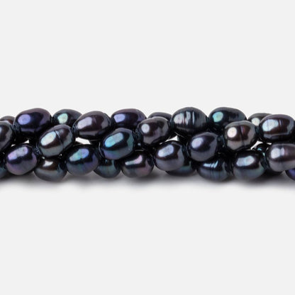 5x8mm Dark Navy Peacock Oval Straight Drilled Freshwater Pearls 14.5 inch 60 pcs