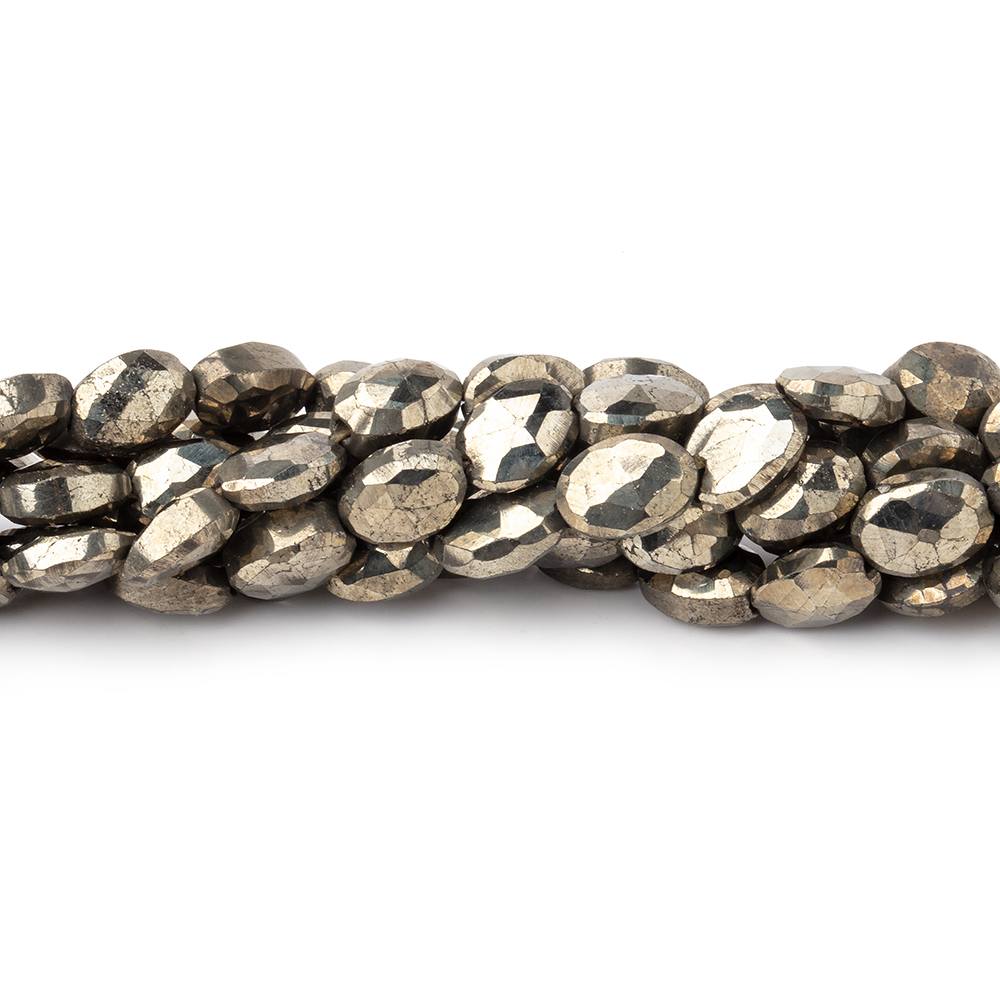 7x5mm Pyrite Faceted Oval Beads 13.5 inch 51 pieces