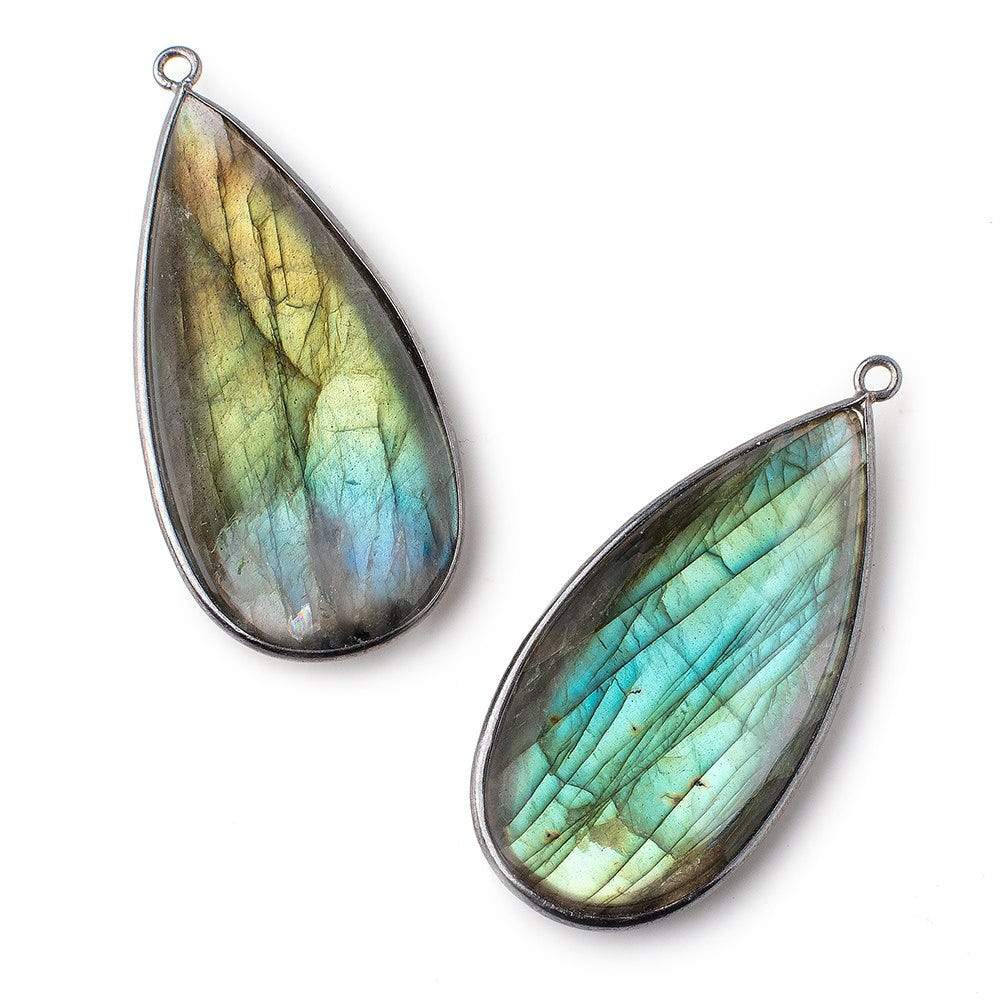 46x23mm Black Gold Bezeled Plain Pear Pendant 1 piece