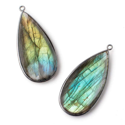 46x23mm Black Gold Bezeled Plain Pear Pendant 1 piece