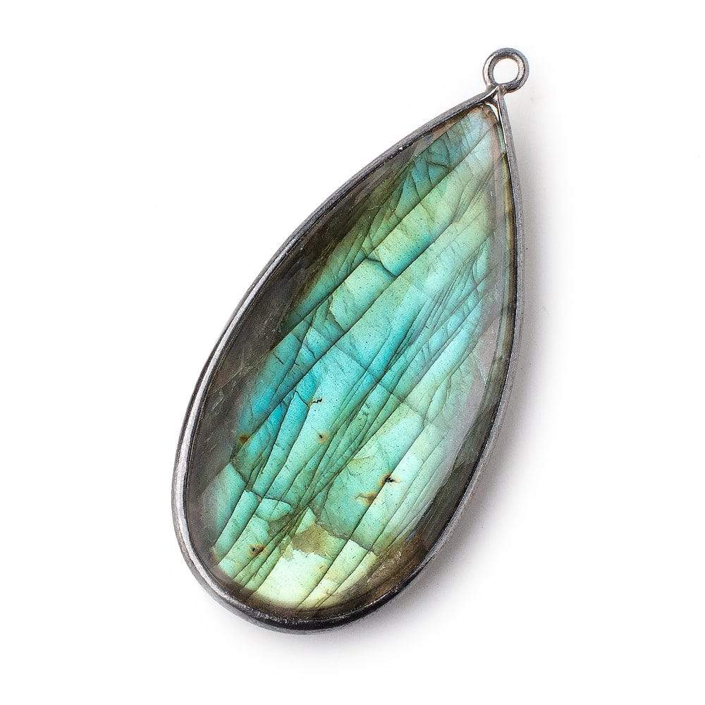 46x23mm Black Gold Bezeled Plain Pear Pendant 1 piece