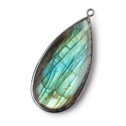 46x23mm Black Gold Bezeled Plain Pear Pendant 1 piece