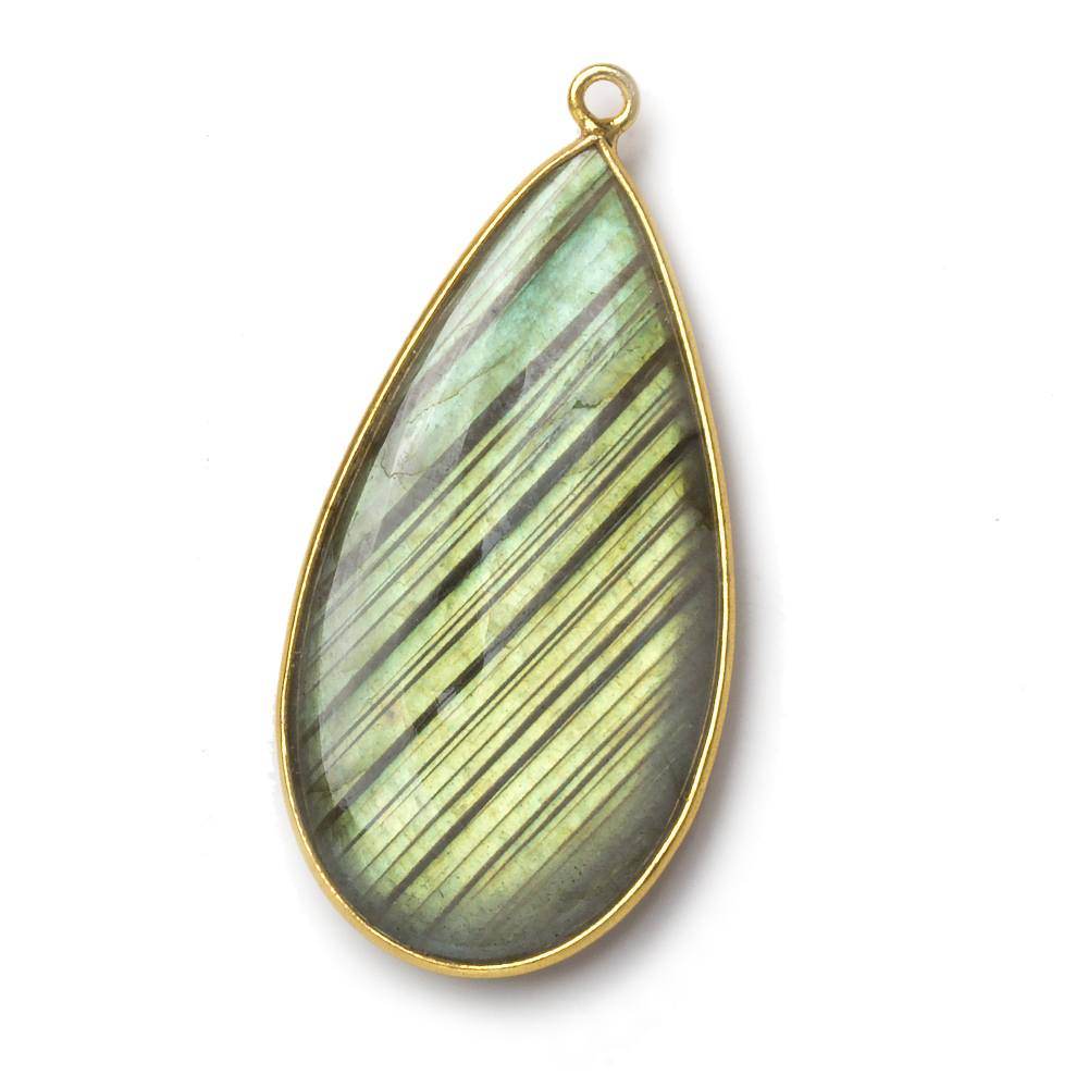 46x23mm Vermeil Bezel Labradorite plain pear Pendant 1 focal bead