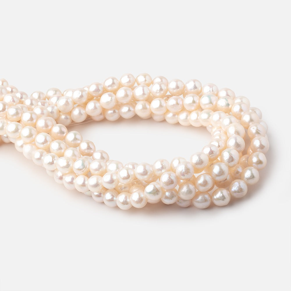 7.5-8mm Off White Off Round Freshwater Pearls 15.5 inch 48 Beads