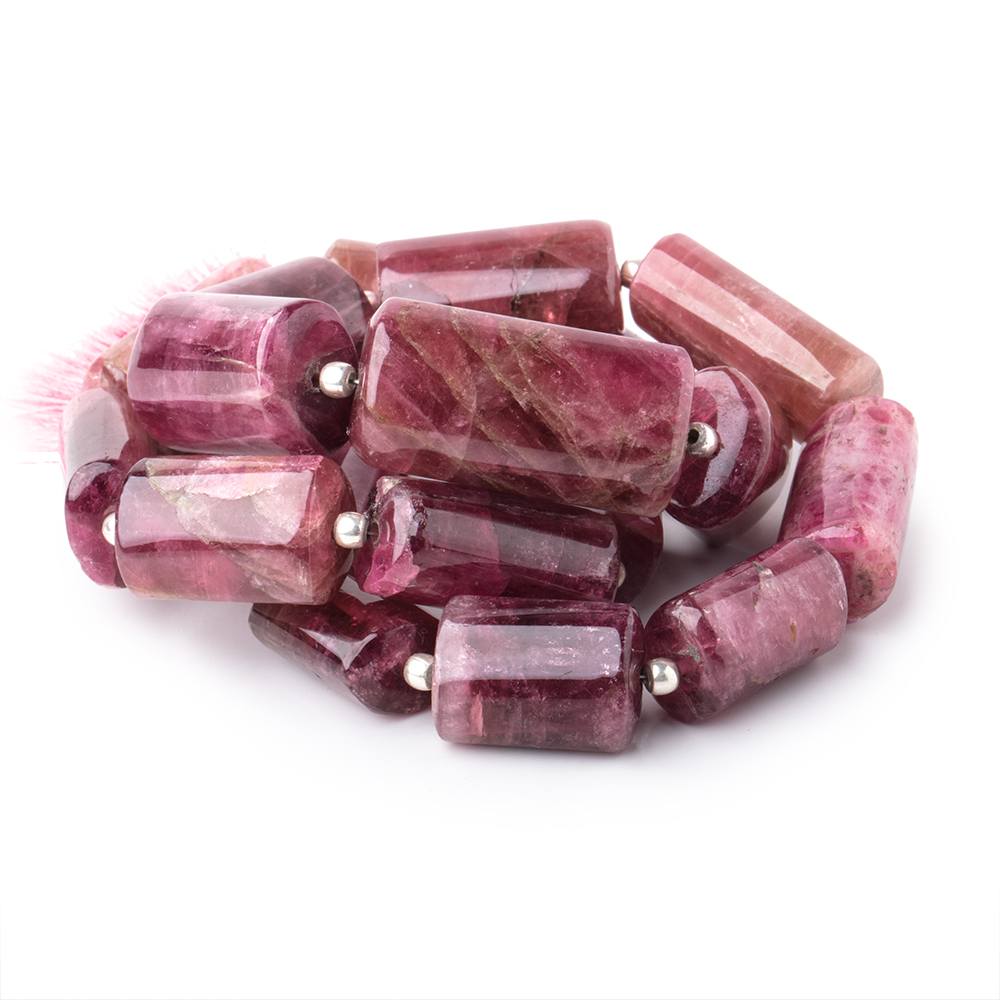 17x13-30x16mm Rubelite Tourmaline Tube beads 17inch 19 pieces AA