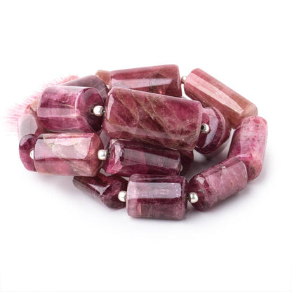 17x13-30x16mm Rubelite Tourmaline Tube beads 17inch 19 pieces AA