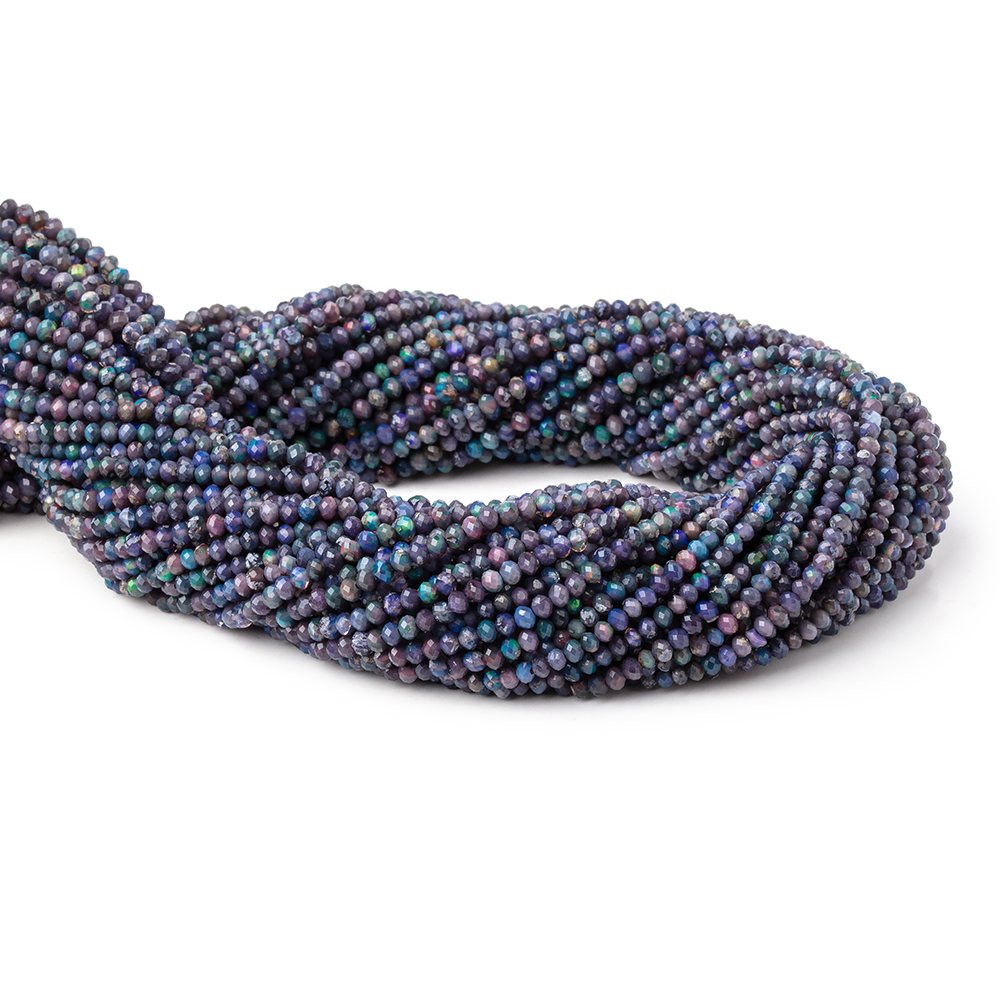 2.5mm Ethiopian Black Opal Micro Faceted Rondelle Beads 12.5 inch 166 pieces AA