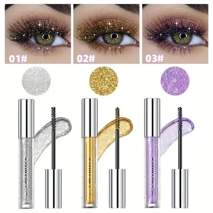 Waterproof Diamond Shine Volume Curl Mascara - Glitter Snow Effect, Smudge-Proof Eye Makeup for All Skin Types Women'S Cosmetics