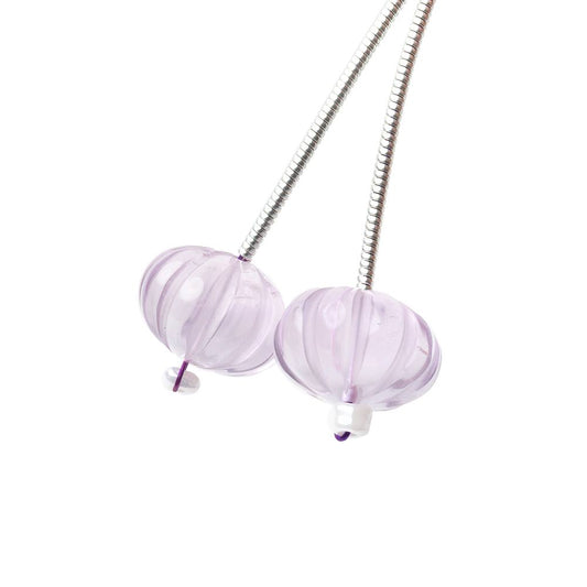 11-12mm Pink Amethyst Carved Melon Focals Set of 2 Beads