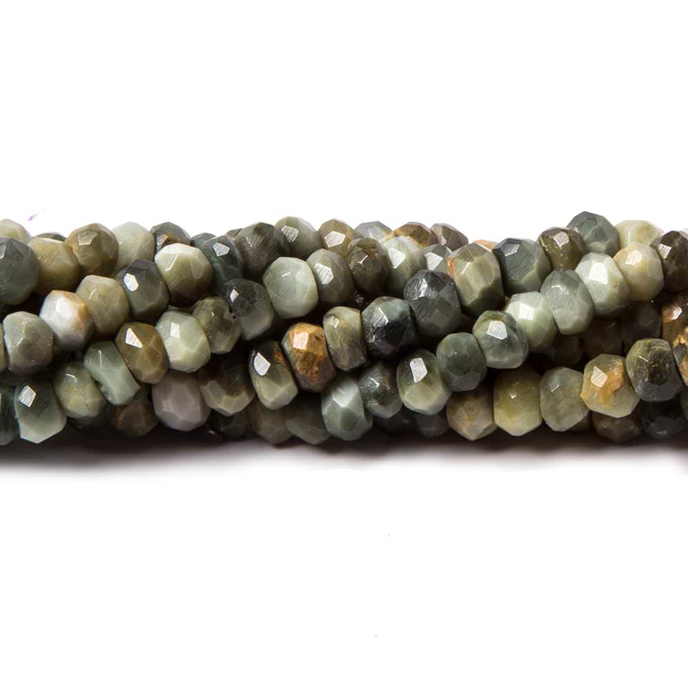 4.8mm Cat's Eye Green Quartz faceted rondelle 12.5 inch 99 beads