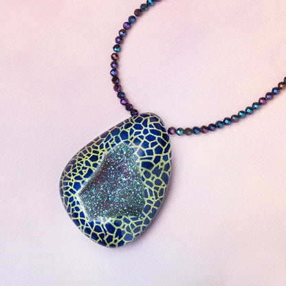 48x35mm Hand Painted Metallic Drusy Focal Bead 1 piece