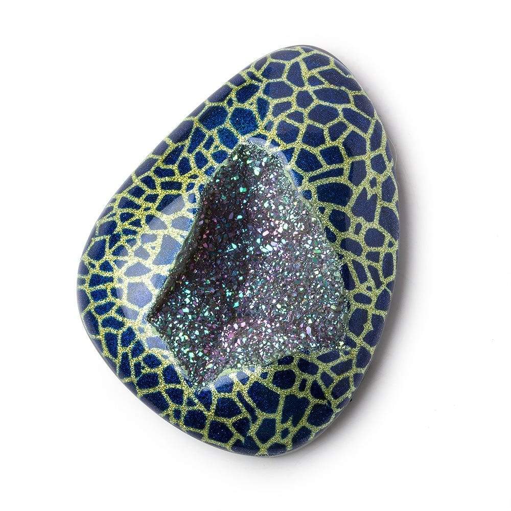 48x35mm Hand Painted Metallic Drusy Focal Bead 1 piece