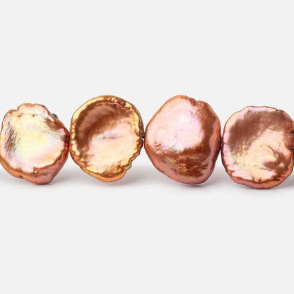 13-16mm Burnt Orange Keshi Freshwater Pearls 15 inch 33 Beads AA