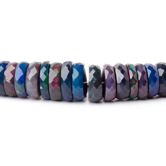 5-10mm Ethiopian Wollo Black Opal Faceted Heishi 17 inch 180 Beads AAA