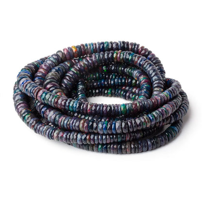 5-10mm Ethiopian Wollo Black Opal Faceted Heishi 17 inch 180 Beads AAA