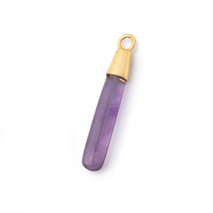 30x5.5mm Vermeil Capped Amethyst Plain Tear Drop Pendant 1 piece