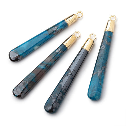 38-41mm Gold Leafed Chrysocolla Pear Pendant 1 focal piece