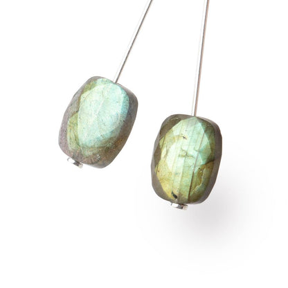 12x10mm Labradorite Faceted Rectangle Focals Set of 2 Beads AA 1mm hole