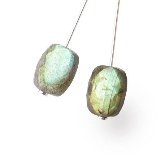 12x10mm Labradorite Faceted Rectangle Focals Set of 2 Beads AA 1mm hole