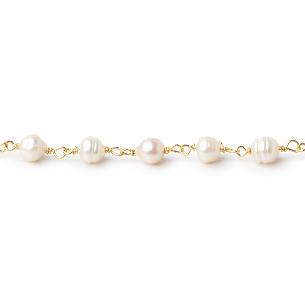 4.5-6mm Off White Petite Ultra Baroque Pearls on Vermeil Chain