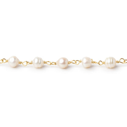 4.5-6mm Off White Petite Ultra Baroque Pearls on Vermeil Chain