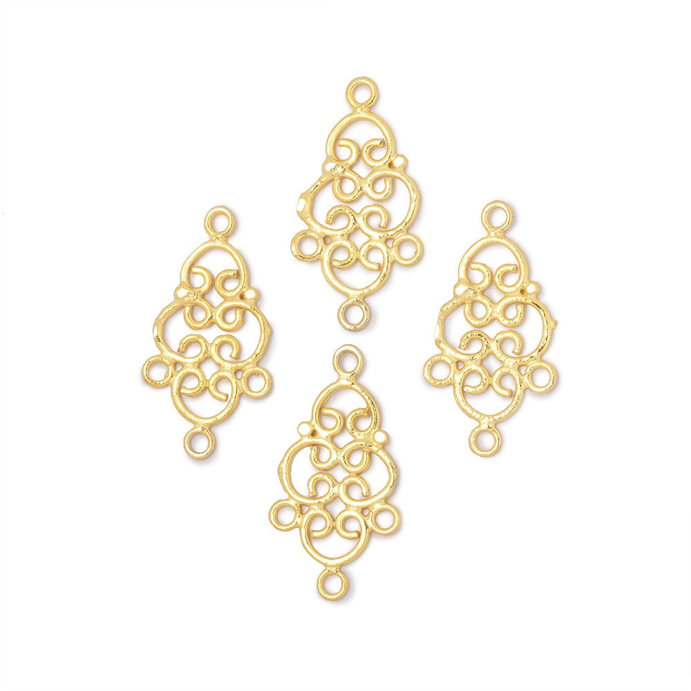 19x13mm Filigree 3 Ring Charm Set of 4 pieces