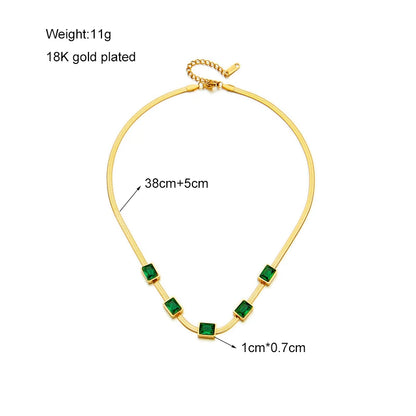 316L Stainless Steel Gold Color Crystal Necklace for Women Punk Street Trend Snake Chain Choker Girls Jewelry Gifts