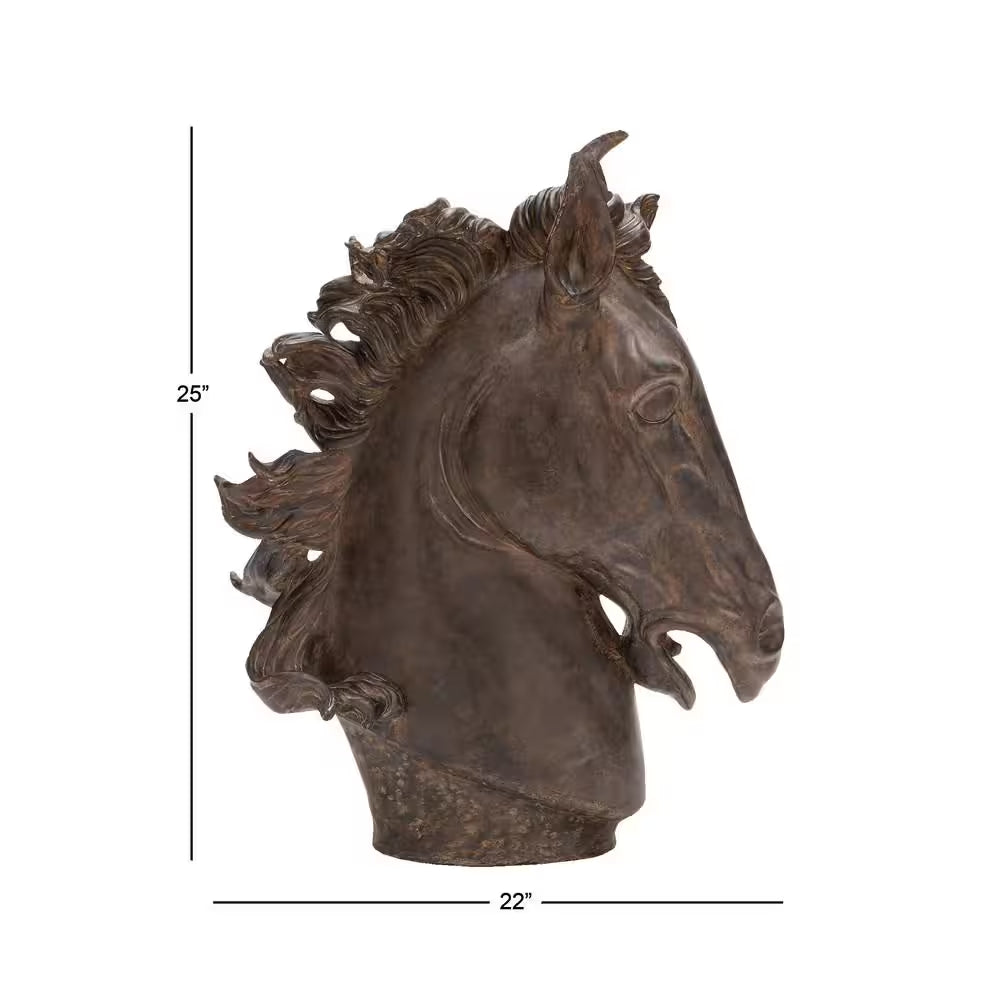 7 In. X 25 In. Brown Polystone Horse Sculpture