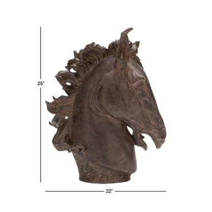 7 In. X 25 In. Brown Polystone Horse Sculpture