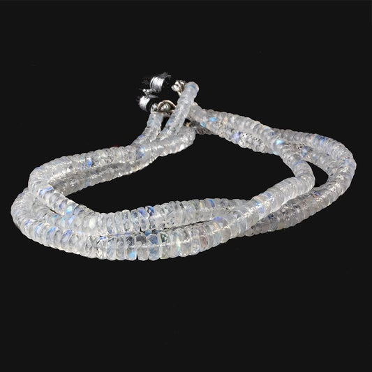 4mm - 5mm Rainbow Moonstone Faceted Rondelles 10 inch 119 beads AAA