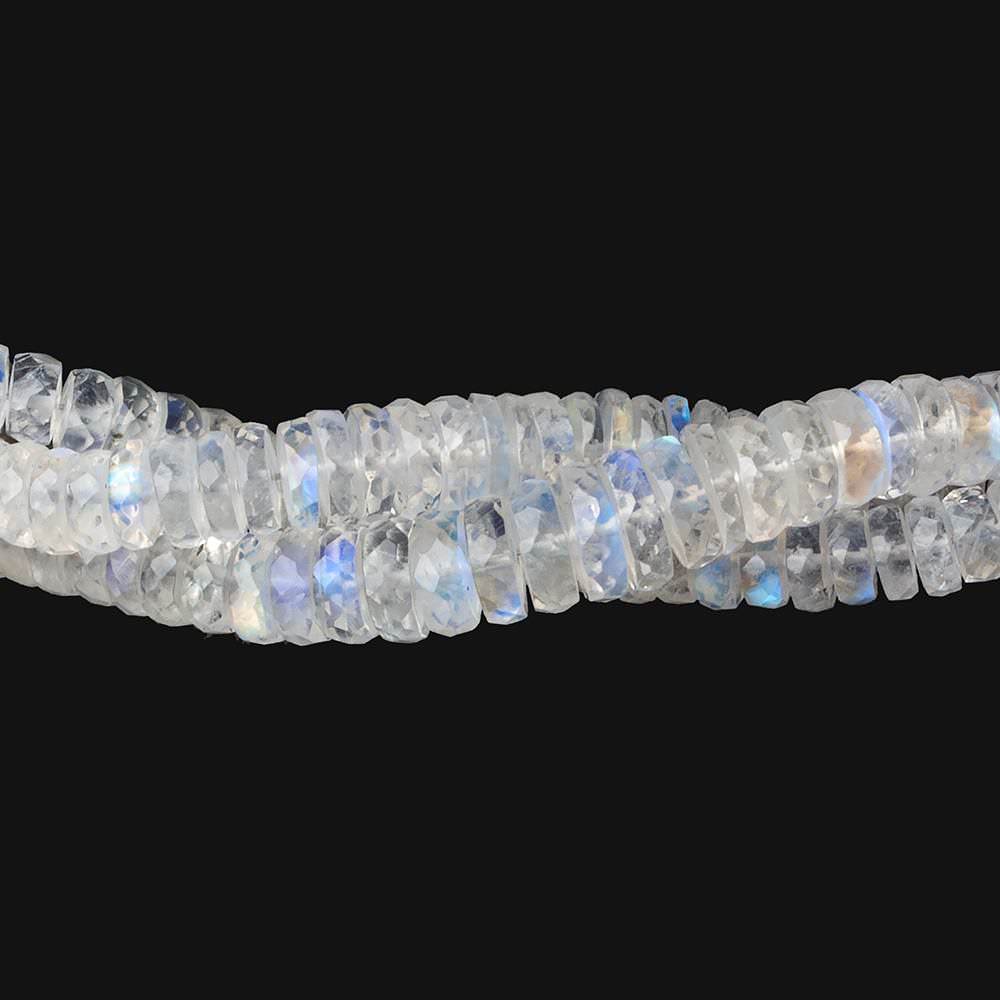 4mm - 5mm Rainbow Moonstone Faceted Rondelles 10 inch 119 beads AAA