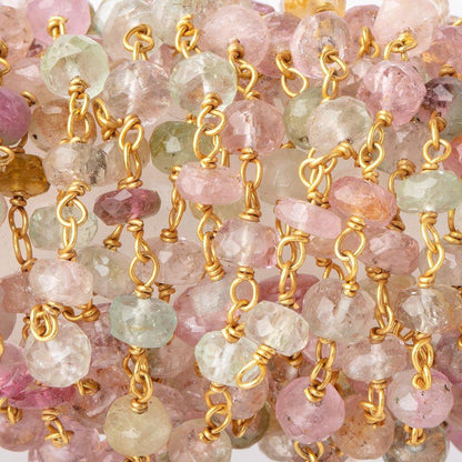 4mm Afghani Tourmaline Faceted Rondelles on Vermeil Chain by the Foot