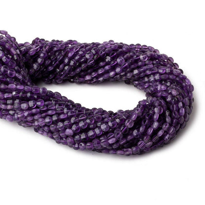 4mm Amethyst checkerboard calibrated faceted coins 12.5 inch 85 beads AAA