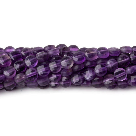 4mm Amethyst checkerboard calibrated faceted coins 12.5 inch 85 beads AAA