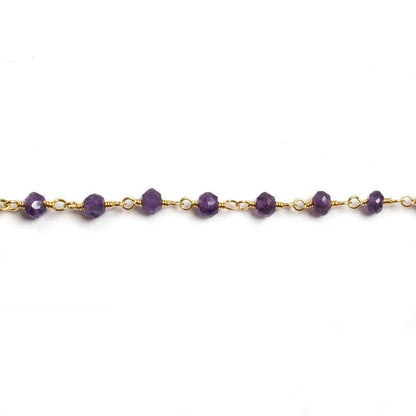 4mm Amethyst faceted rondelle Gold Chain by the foot 34 pieces
