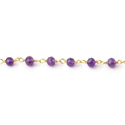 4mm Amethyst Micro Faceted Rondelles on Vermeil Chain by the Foot 36 pieces