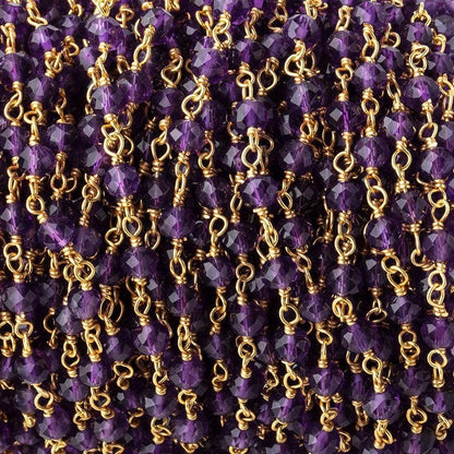 4mm Amethyst Micro Faceted Rondelles on Vermeil Chain by the Foot 36 pieces