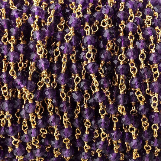 4mm Amethyst Micro Faceted Rondelles on Vermeil Chain by the Foot 36 pieces