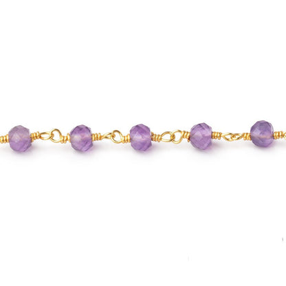 4mm Amethyst Micro Faceted Rounds on Gold Plated Chain
