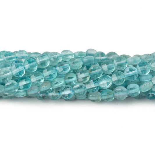 4mm Apatite checkerboard calibrated faceted coins 12.5 inch 82 beads AAA