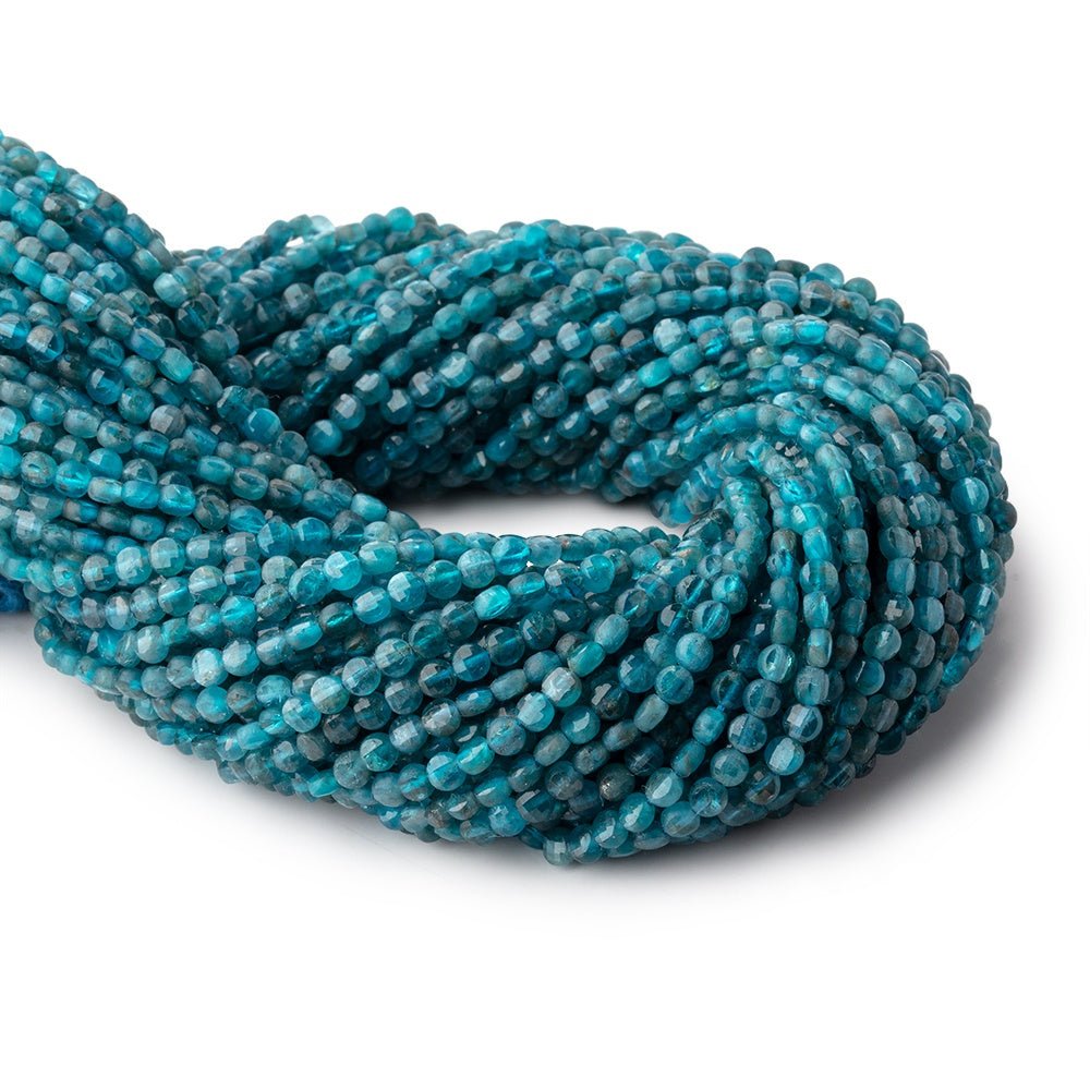 4mm Apatite Checkerboard Faceted Calibrated Coin Beads 12.25 inch 85 pieces